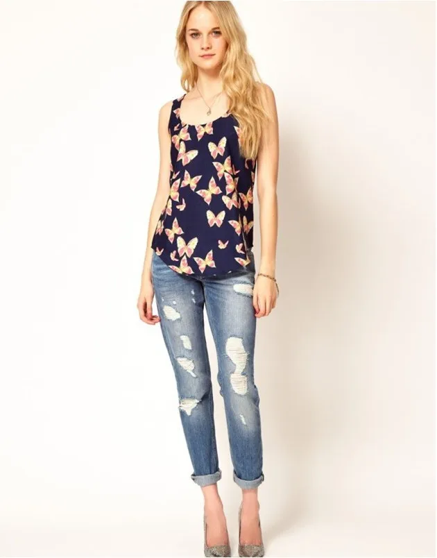Hot fashion pretty sexy Butterfly Print chiffon ca...