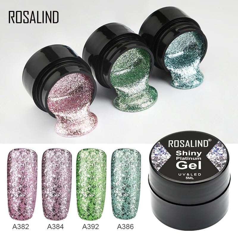 

ROSALIND Gel Nail Polish Set Shiny Platinum Nails Art For Manicure Poly Gel Lak UV Colors Top Base Coat Primer Hybrid Varnishes