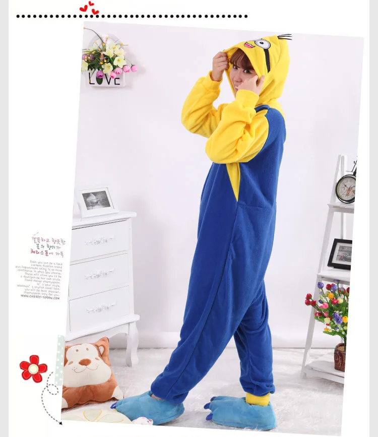 Комбинезоны для взрослых с миньонами Пижама Kigurumi Onesie костюмы для косплея костюм для сна унисекс рождественское ночное белье с животными вечерние платья