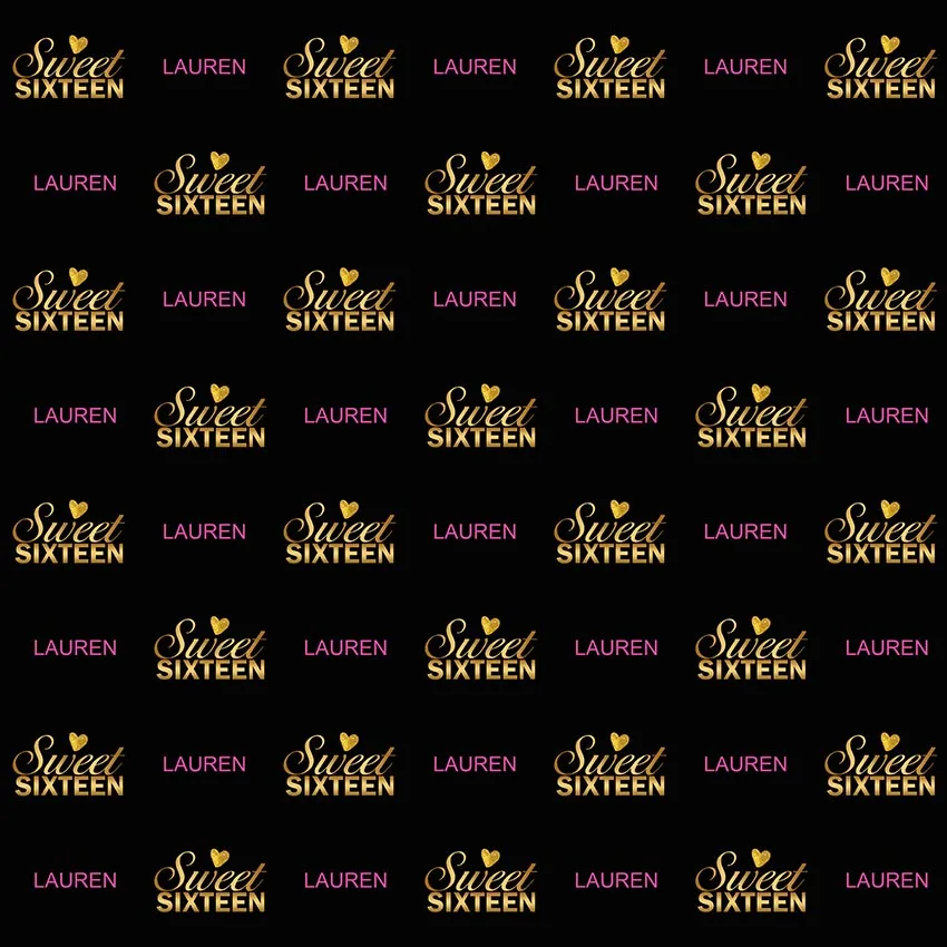 

10x10FT Gold Sweet Sixteen 16 Party Custom Photo Studio Backdrops Backgrounds Vinyl 300cm x 300cm