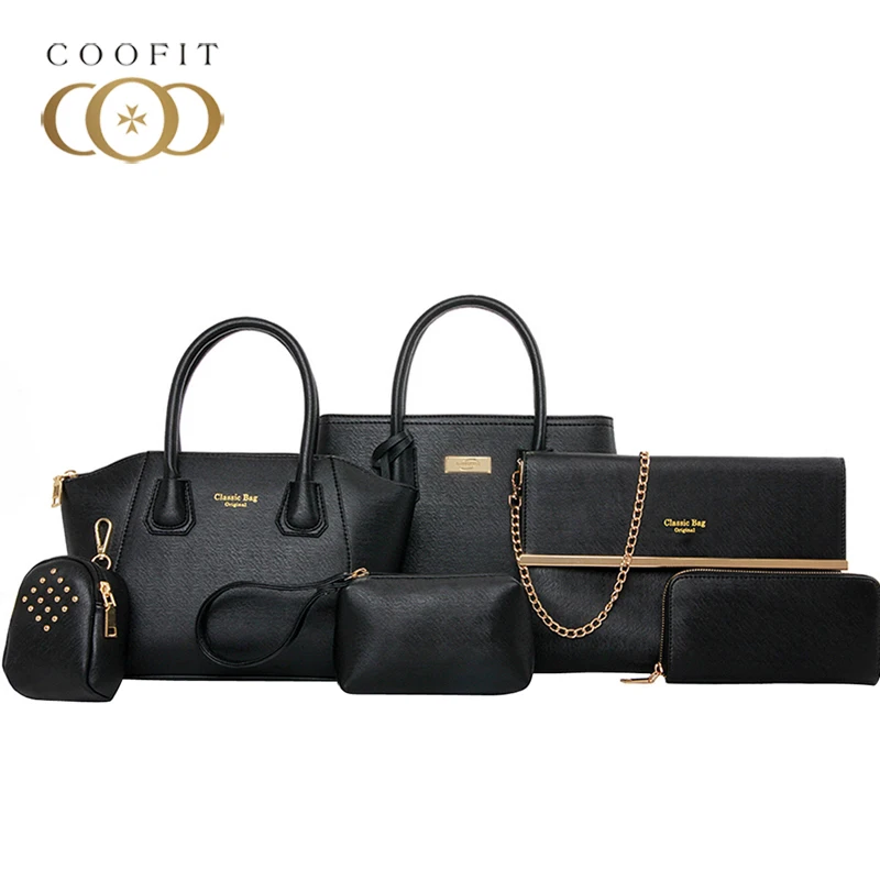 

Coofit Luxury Composite Bag Set Women Chic Tote Handbag High Quality Leather Shoulder Bags Pouch Wallet Bag Set For Women Bolsas
