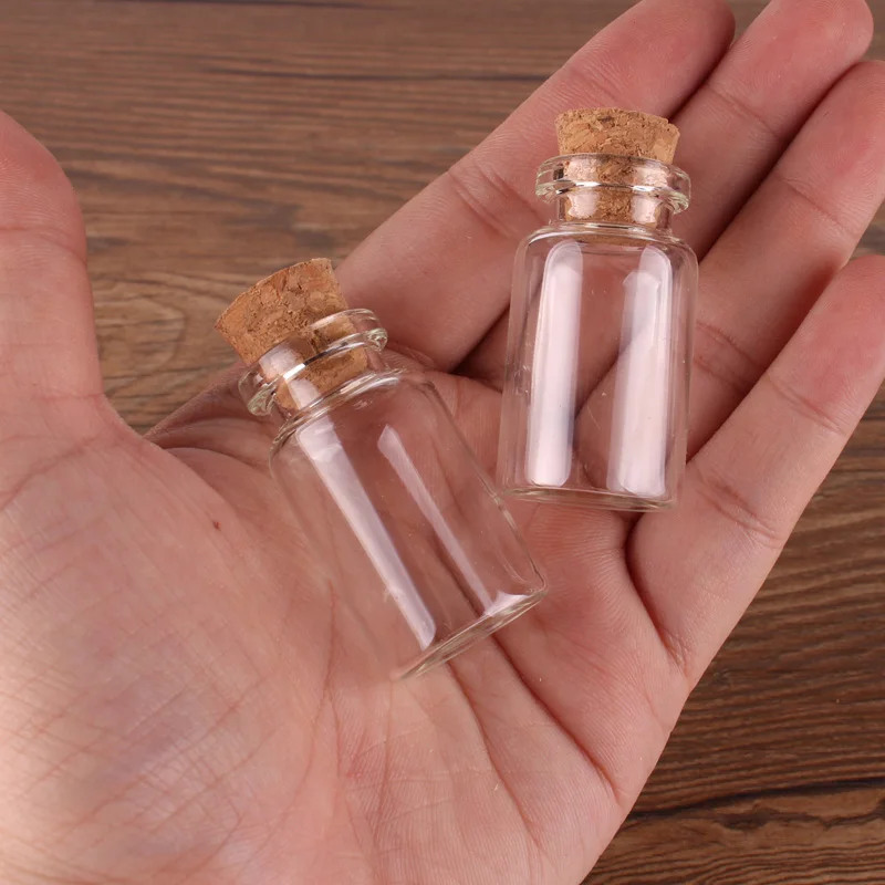 

48pcs Dia 22*40*12.5mm 7ml Transparent Glass Spice Bottles Jars with Cork Stopper Wedding Favour Bottle DIY Craft
