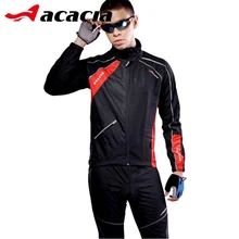 Зимний теплый флис Джерси для велоспорта наборы ветрозащитные MTB велосипед с длинным рукавом Джерси брюки мужские спортивные костюмы