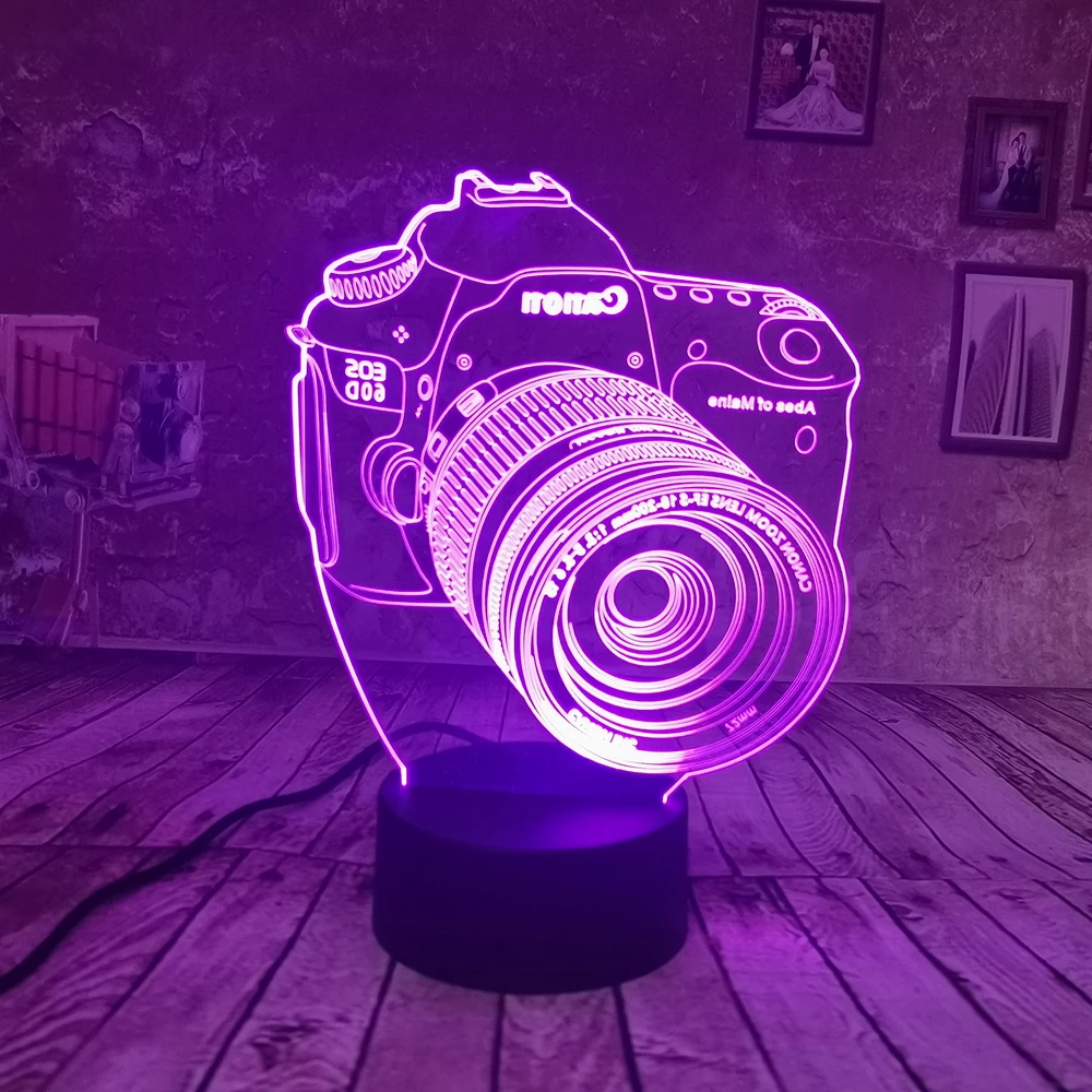 

Dropship Created Gifts Canon Camera 3D Night Light 7 Colors Touch LED Baby Kids Sleep Lamp Xmas Birthday Gifts Desk table Light