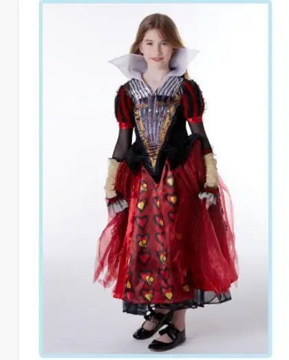 Alice in Wonderland children kid costume queen of hearts dress purple costume