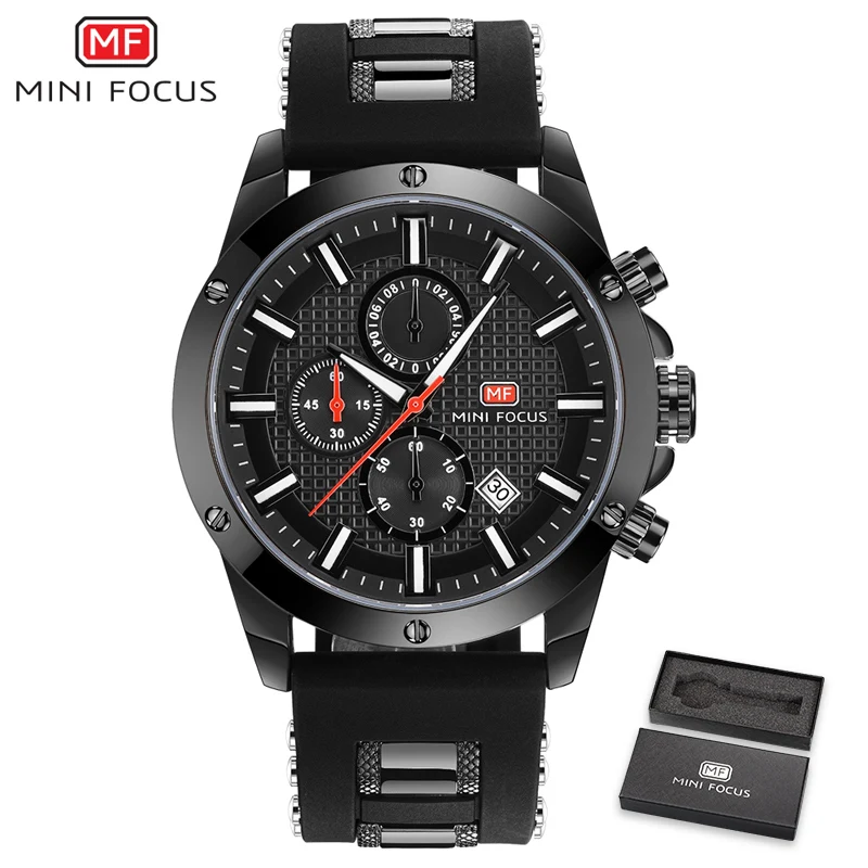 Мини часы Focus Для мужчин хронограф лучший бренд класса люкс кварцевые спортивные часы армии Военная Униформа силиконовый ремешок наручные часы Мужские часы синего цвета - Цвет: Black Black