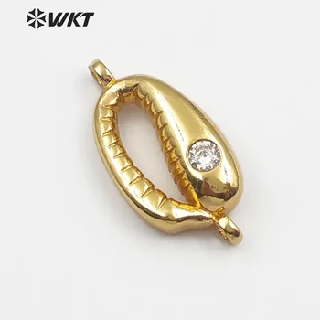 

WT-MC264 Simple Design Cubic Zirconia Pave Cobalt Cowrie Shell Lip Shape Connector For Women Making Fashion Jewelry Accessories