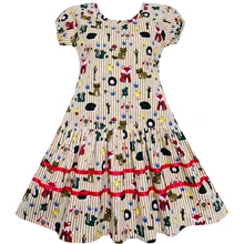 Sunny Fashion платья для девочек платье Лиса Белка Птица Гриб Распечатать В полоску