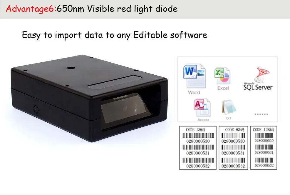 Resolução do Scanner Leitor de Código de Barras Usb com Fio de Alta Preço Barato Scanner Velocidade Módulo qr Code Digitalização 2d Hs-m203 Usb 15 USB com fio de alta velocidade módulo
