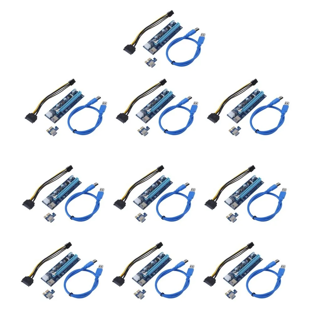 

(Ship From DE)10pcs/set USB 3.0 PCI E Express 1x To 16x Extender Riser Power Cable 6pin Card Graphics Adapter Mining Accessories