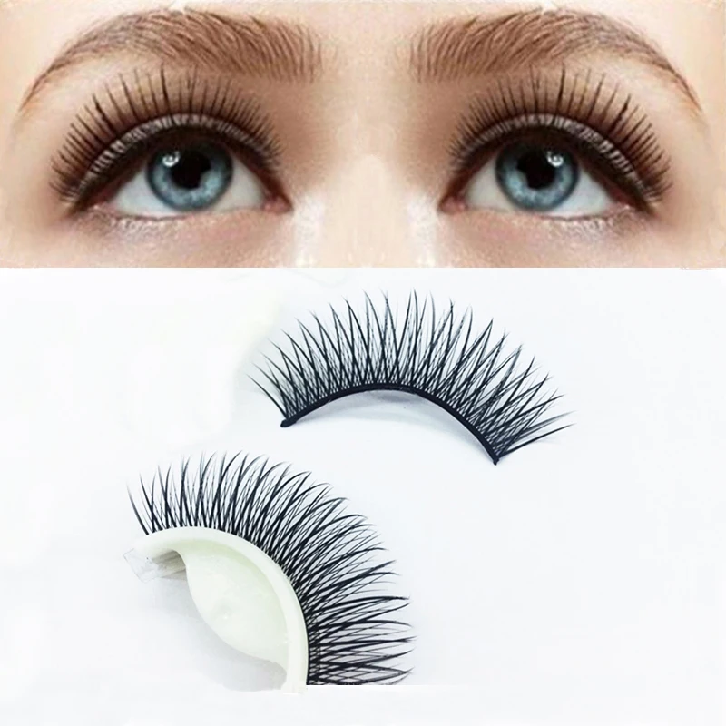 

1 Pair Eyelash Thick Glue-Free False Eyelashes Handmade Black Terrier Cross Exaggerated Eye Lashes Tapered Makeup Fake Eyelashes