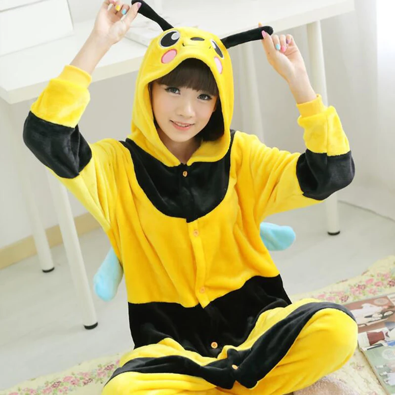 

Adult Anime Kigurumi Onesies Hornet Bee Costume For Women Animal Bumblebee Bat Wolf Stitch Onepieces Sleepwear Home Cloths Girl
