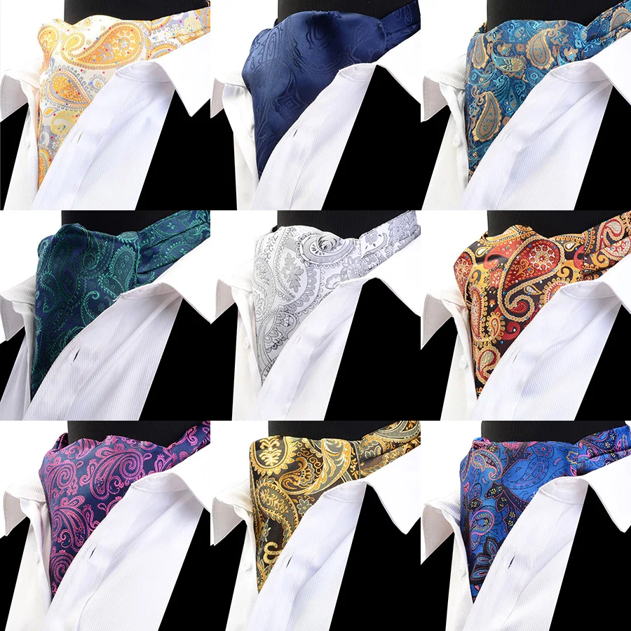 RBOCOTT мужской Ascot Винтажный Классический шейный платок с Пейсли Scrunch самостоятельно британский стиль галстук для мужчин джентльмен свадебные аксессуары