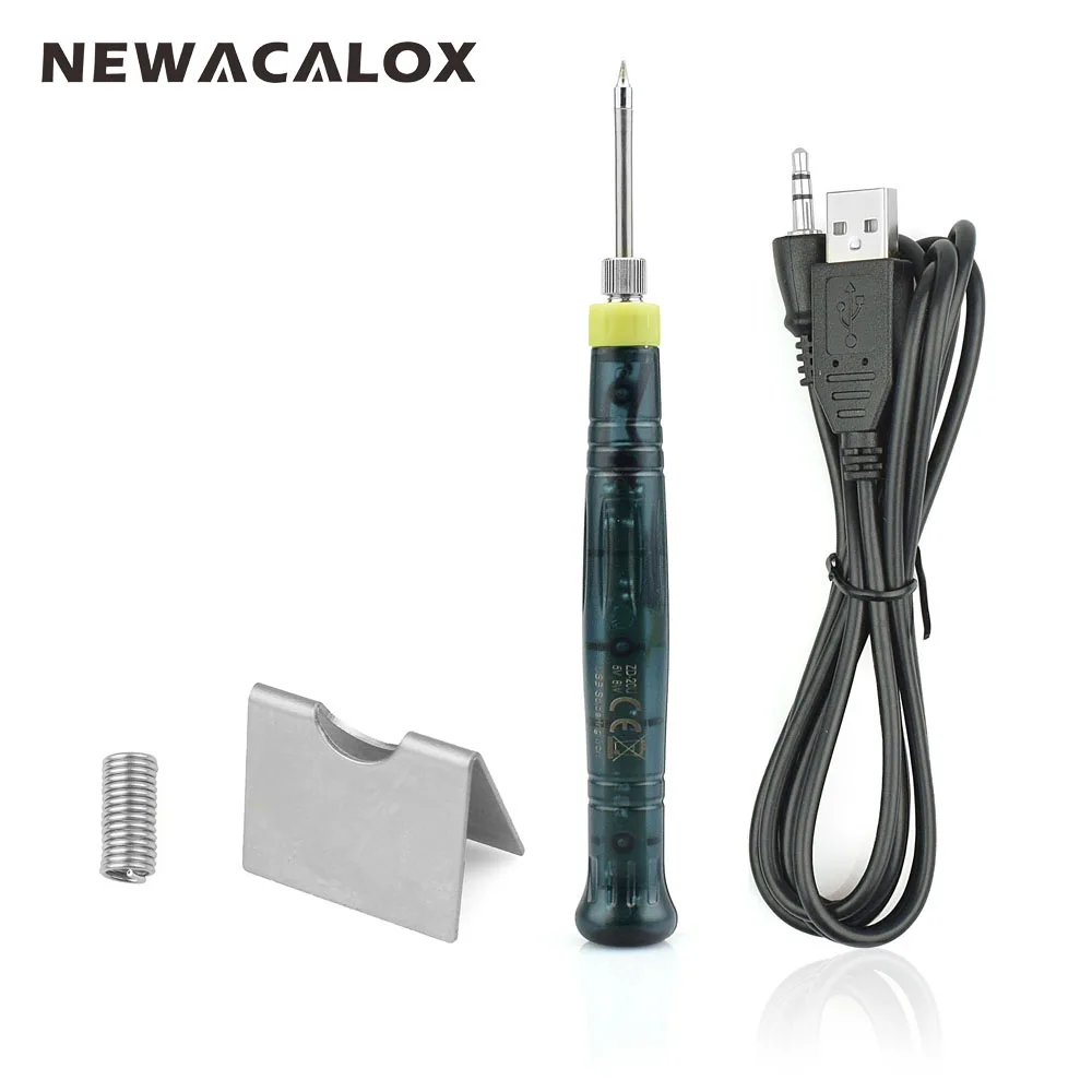 

NEWACALOX 5V 8W Mini Portable USB Electric Powered Soldering Iron Pen Tip with Touch Switch for Heating Element PCB Repair