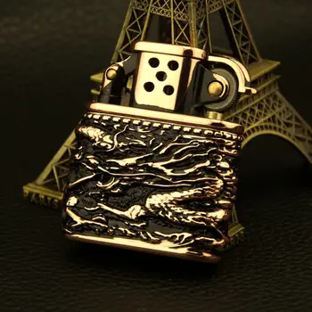 

Golden Dragon brass Chief Gas Cigarette Lighter Cigarettes Kerosene Flint Petrol Vintage Gasoline Lighter Oil Petrol Refillable