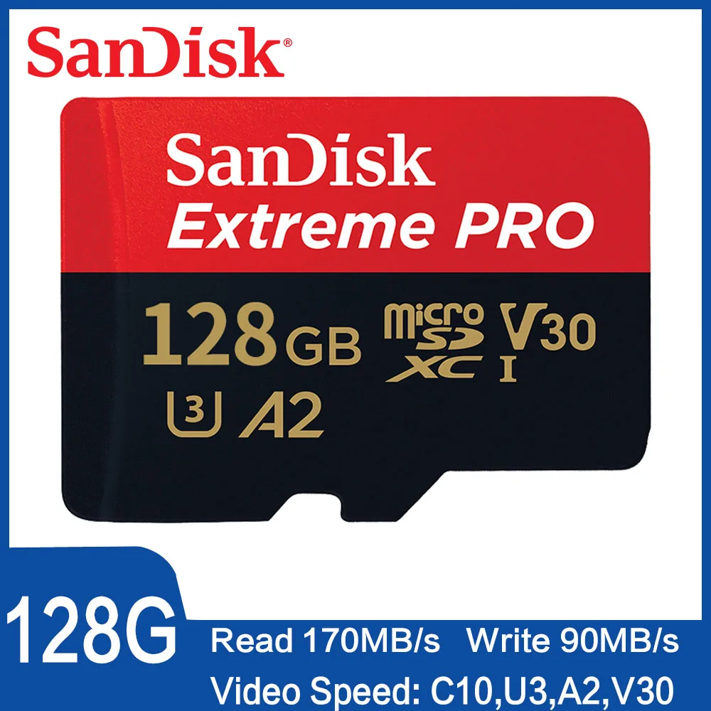 Карта памяти SanDisk Extreme Pro Mini Sd карта Micro SD TF с адаптером для Gopro C10 U3 V30 A1 32 Гб 64 128