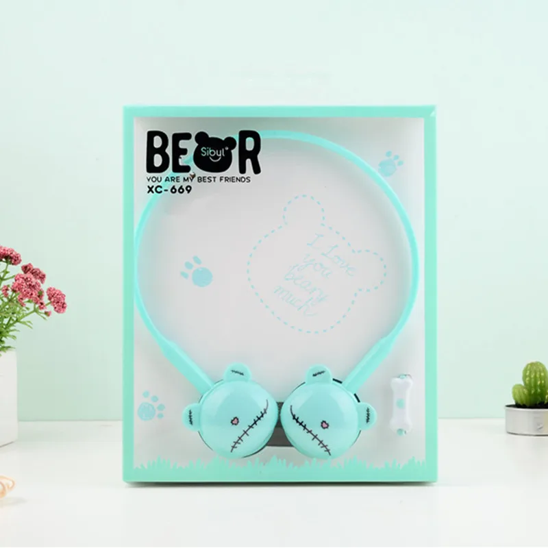 

Cute Bear Headphone Cartoon Music Headset Mic For Mp3 MP4 Samsung vivo Xiaomi OPPO Huawei Anime Earphone Earbud Girl Gift
