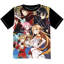 Envío Gratis Espada de Arte En Línea Toda La Camiseta Hombres de Las Mujeres Cosplay Del Anime manga Camiseta Negro Camiseta De Malla 001