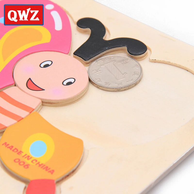 QWZ Деревянные 3D головоломки деревянные игрушки для детей пазлы с мультяшными