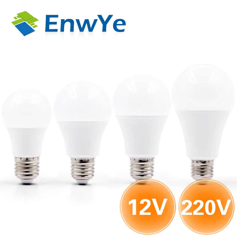 EnwYe светодиодный лампочка E27 6 Вт 9 Вт 12 Вт 15 Вт DC12V/AC 220 В умная IC реальная мощность холодный белый/теплый белый лампада ампулы Bombilla светодиодный