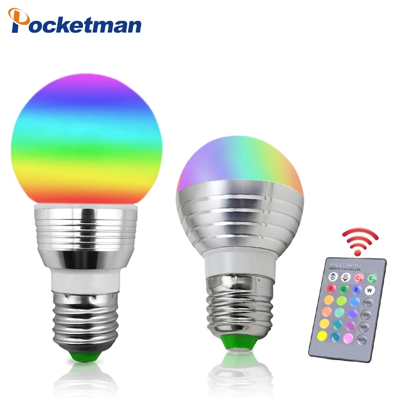 

E27 Magic Led Dimmable RGBW Led Bulbs 5W 7W AC85-265V Colorful RGB Led Lamp Chandeliers Led Light + 21 Key Remote Controller