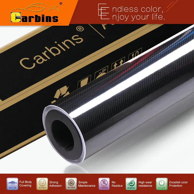High Glossy 6D Carbon Fiber Black 4D Texture Car Wrap Vinyl Sticker Real Carbon Look