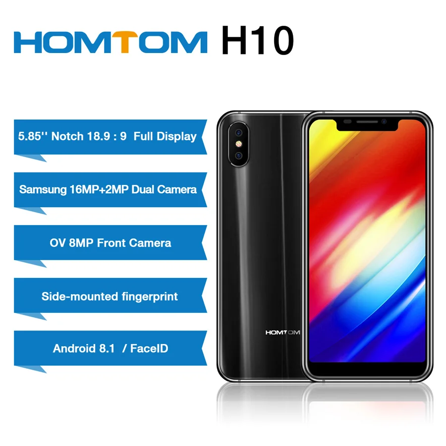 HOMTOM H10 смартфон с восьмиядерным процессором MT6750T ОЗУ 4 Гб ПЗУ 64 ГБ Android 8 1|Смартфоны|