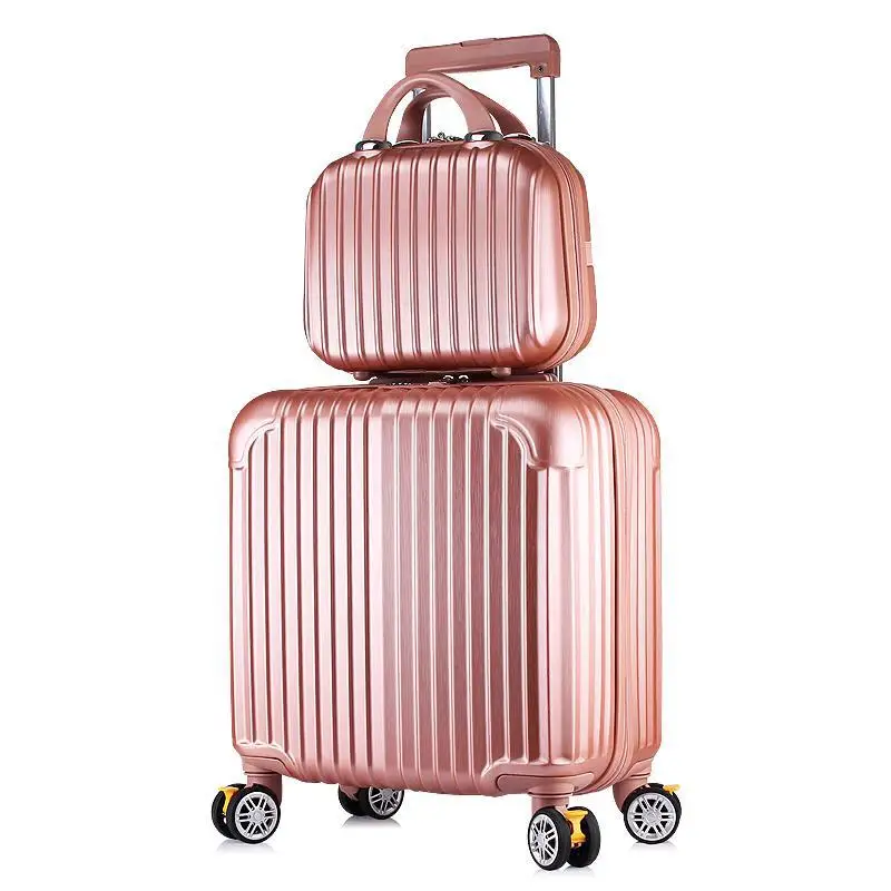 Women ABS 18 Inch Spinner Luggage with Cosmetic Bag 2PC Set Lady