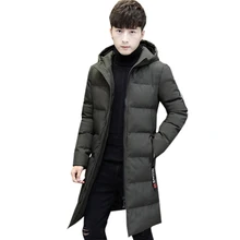 Осенне-зимние мужские хлопковые пальто, парки, модные толстые длинные теплые пуховики с капюшоном, хлопковая куртка, верхняя одежда, повседневная стеганая парка, FP1109