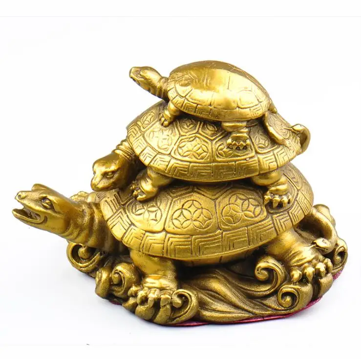 

12cm copper dragon tortoise Chinese Feng Shui Holy Beast Health longevity LUCKY Fortune Wealth Office Home Decoration Lucky SM29