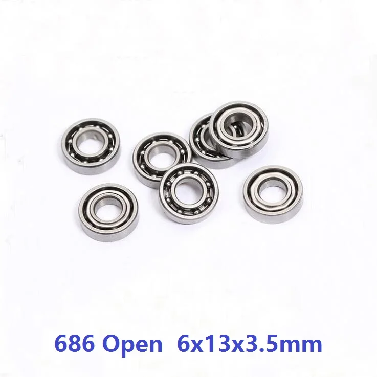 

500pcs/lot 686 Open Type ball bearing 6x13x3.5 mm deep groove ball bearings Miniature Mini bearing 6*13*3.5