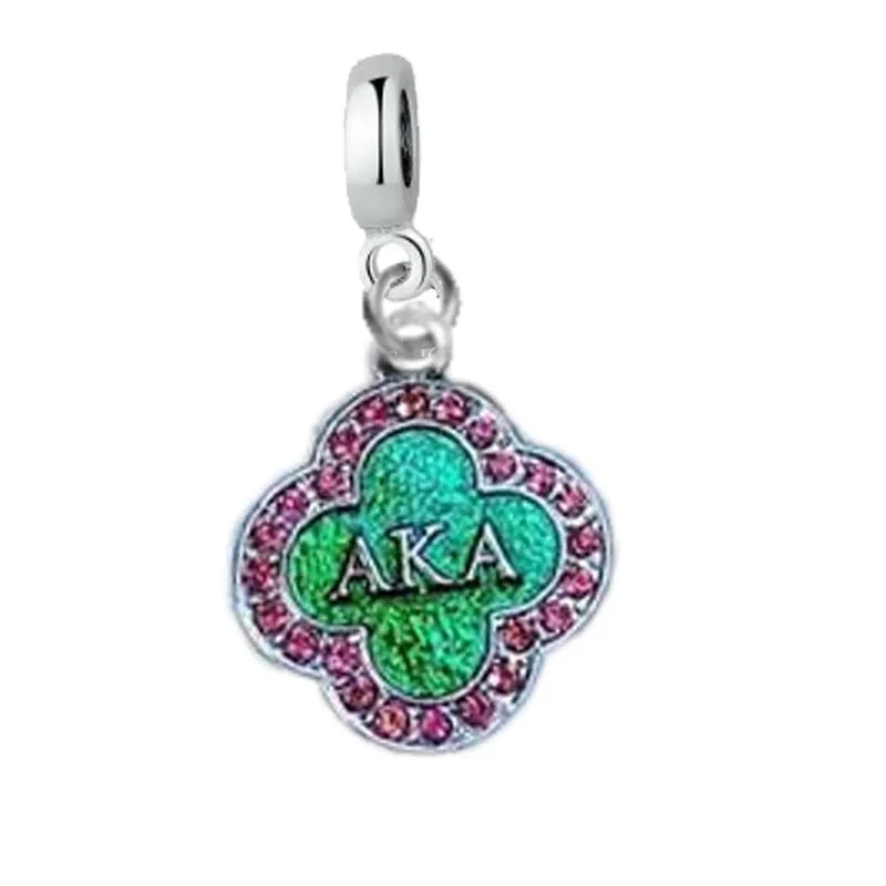 

10pcs Greece Sorority Greek Symbol Pink Enamel Alpha Greek University Necklace Bracelet Pendant Flower AKA Charms