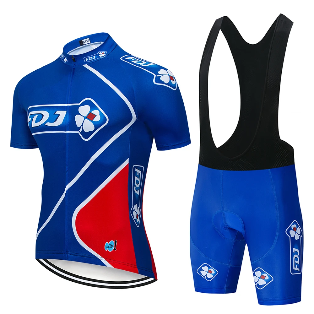 

Pro Team Cycling Jersey FDJ Summer Cycling Clothing Sport Bike MTB Cycling Jersey Bib Wear 9D Cycling Clothing Gel Cushion