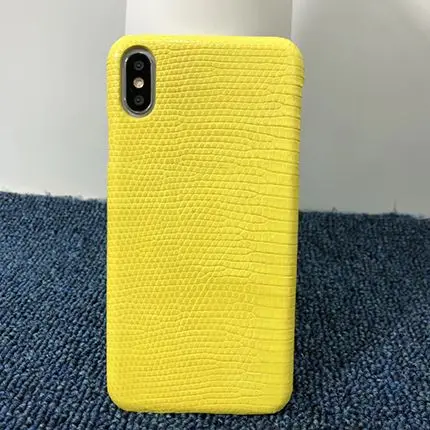 Для iPhone X XS Max XR Роскошный чехол из натуральной кожи ящерицы чехол для телефона для iPhone X - Цвет: Цвет: желтый