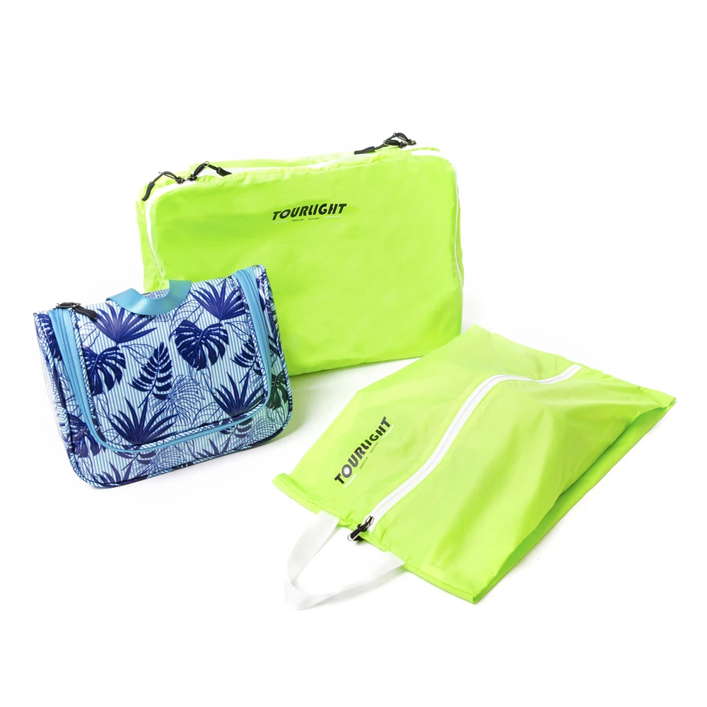

3pc handy set for camping ultralight clothing organizer breathable shoe bag waterproof toiletry case