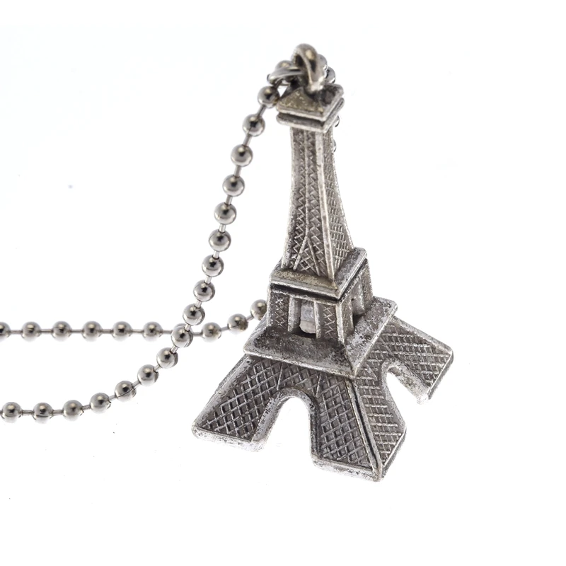 Eiffel Tower Silver Pendant Charm Necklace Heart Paris, France New