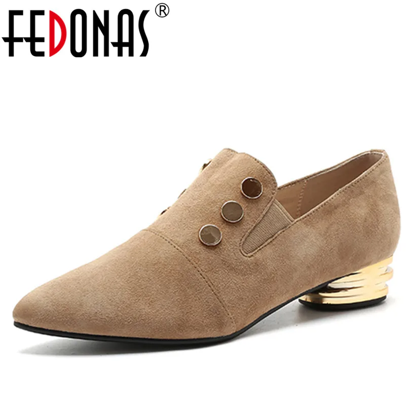 

FEDONAS New OL Office Lady Shoes Low Heels Buckles Pointed Toe Fashion Dress Shoes Woman Basic Pumps Retro Casual Shoes