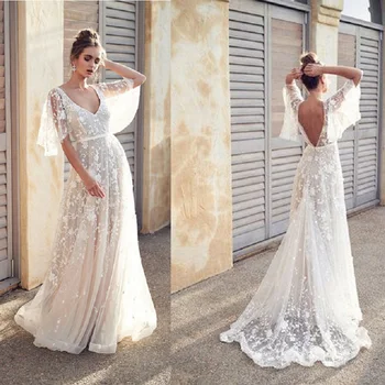 

Women long Dress Sexy Deep V Neck Casual Party Dress Backless Summer Lace White Dresses Bridesmaid Formal Ladies Vestidos