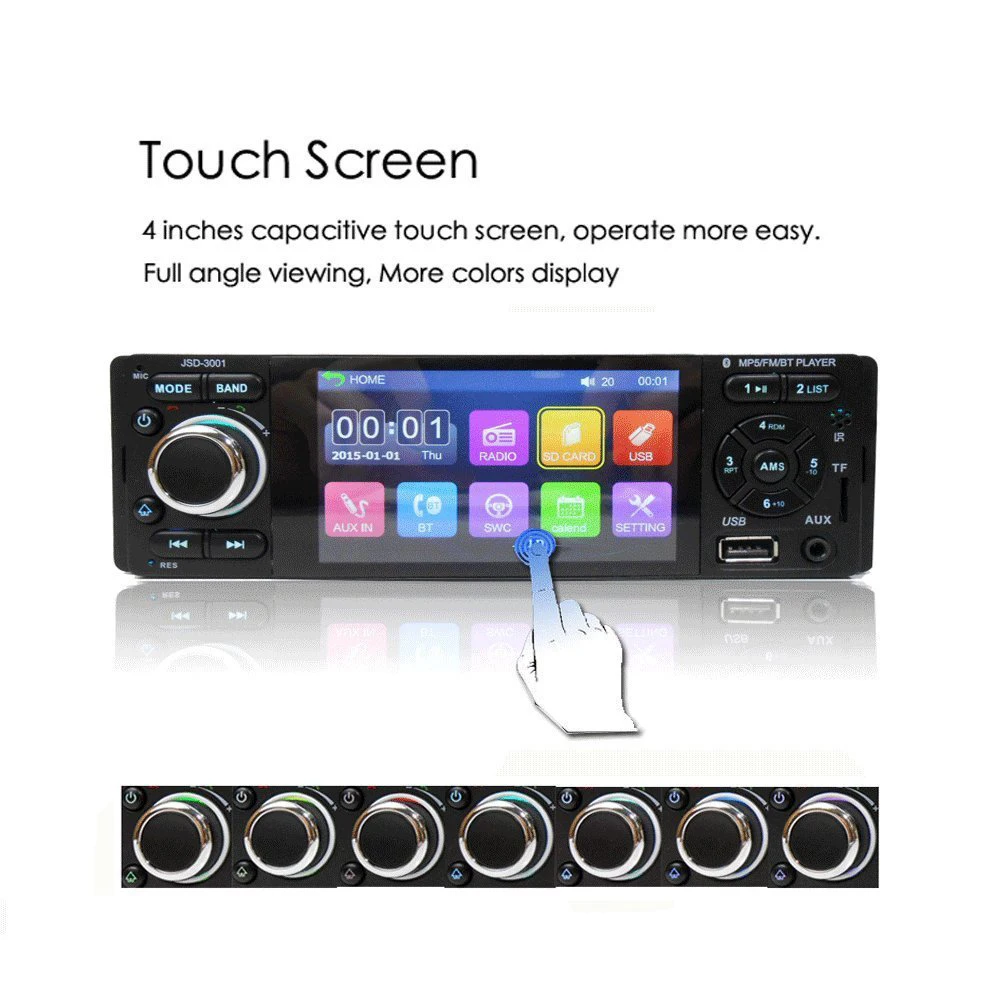 

DC 12V 50W*4 4.1''DIN Bluetooth Car Radio Stereo LCD display RDS USB/TF/AUX FM Car MP3 Multimedia Player