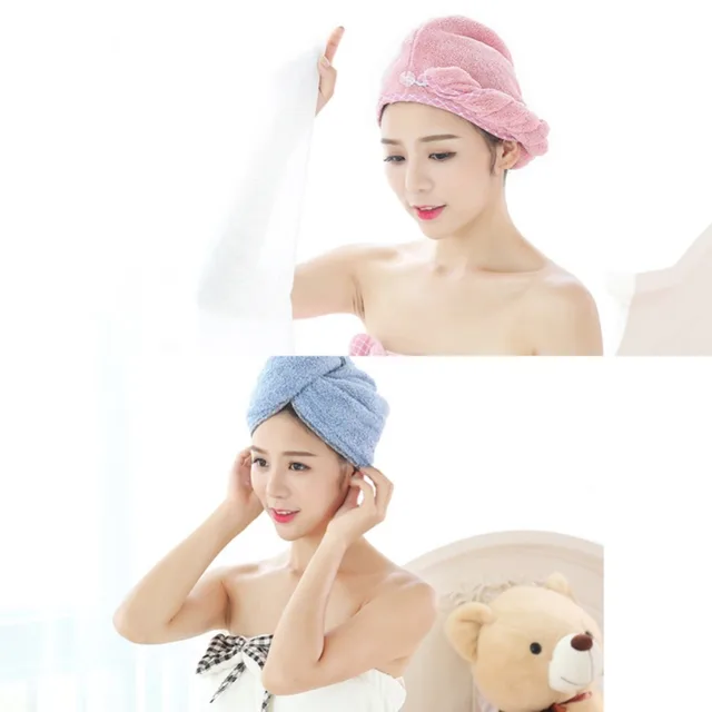 Best Offers Women's Solid Color Coral Fleece Hair Drying Cap Ultra Strong Absorbent Twist Hair Drying Towel Turban Wrap