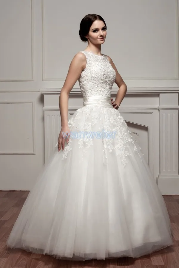 О-образным вырезом дизайн с плеча кружева аппликация бисероплетение свадебное платье на заказ свадебное платье бальное платье