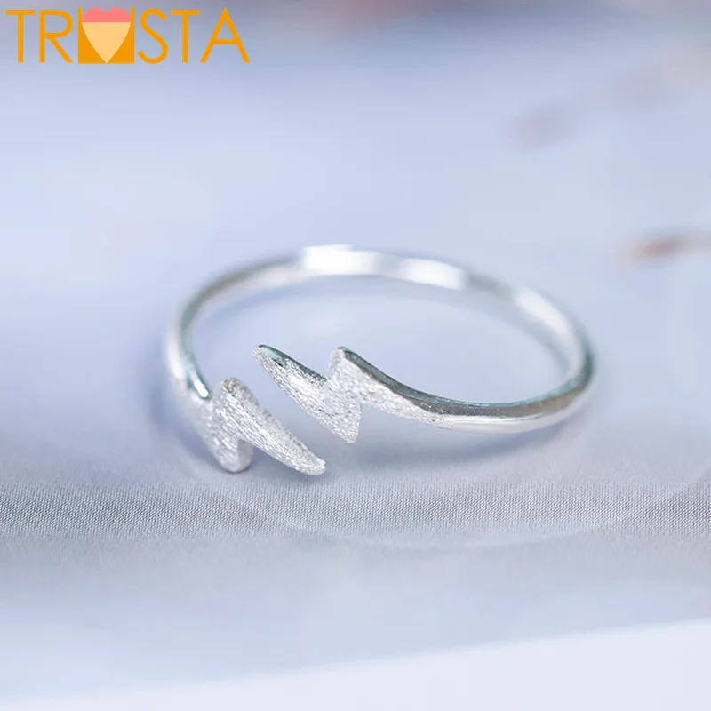 

ElfoPlataSi 100% 925 Real Sterling Silver Fashion Lightning Opening Ring Sizable 5 6 7 For Women Teen Girl Kid Xmas Gift XY592