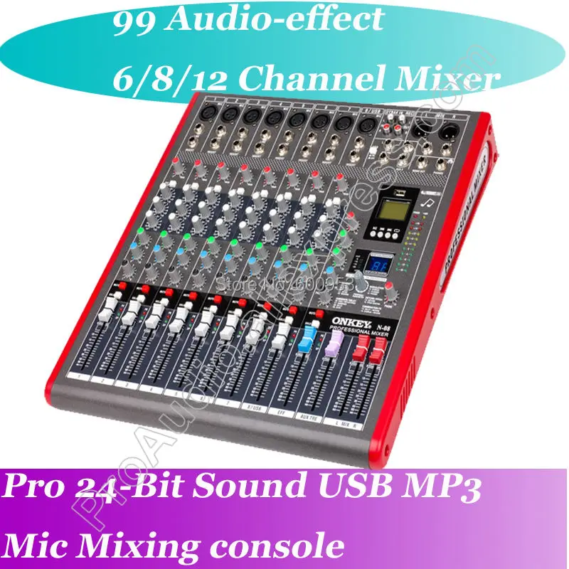 

New 6 Channel High-end Mixing Console Studio Audio Mixers Mixer 24-Bit Multi-FX Processor 99 digital reverb network sing MP3