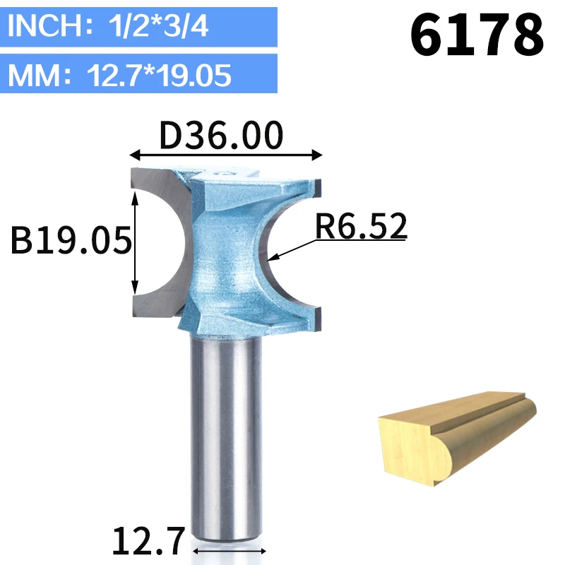 HUHAO 1 шт. 1/" 1/4" хвостовик полукруглый бит фрезы Фрезы для контурной обработки для обработки дерева Концевая фреза для деревообрабатывающего инструмента промышленный Класс фреза - Длина режущей кромки: 6178