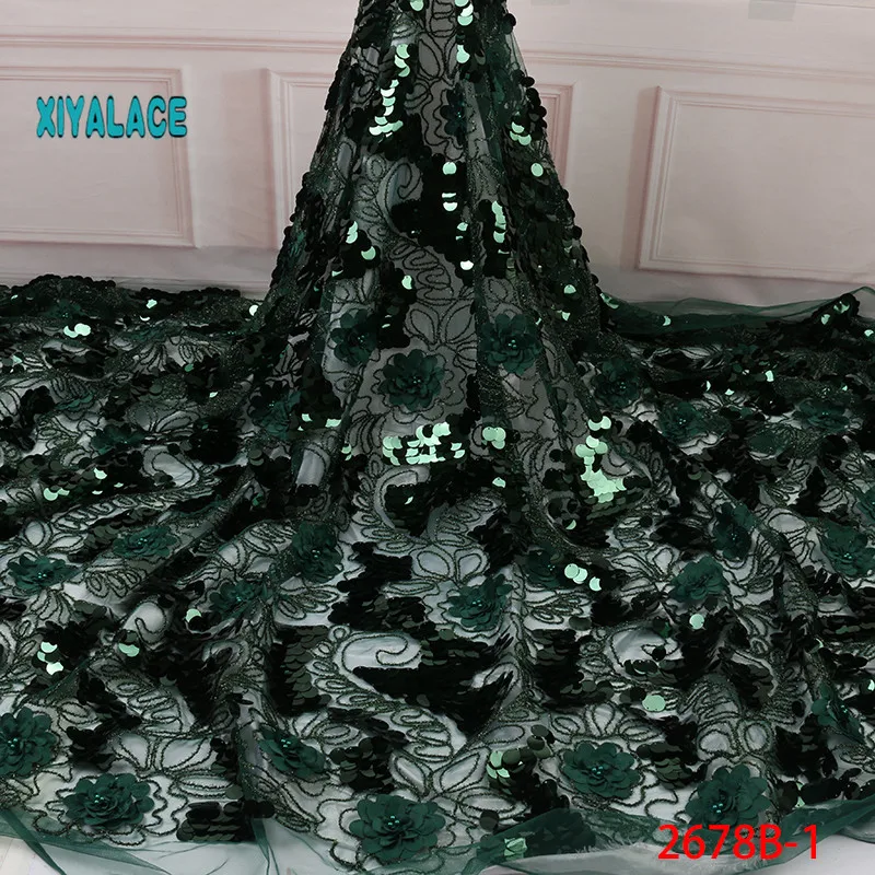 2019 высокое качество Французский 3D Тюль Африканское кружево с бисером ткань