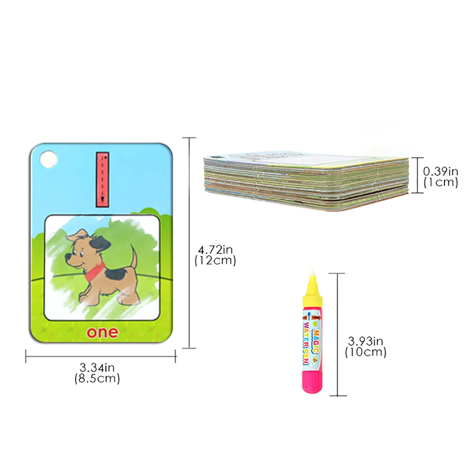 3 типа водного рисования обучающая карта и 1 волшебная ручка раскраска бумажные карты доска для рисования Развивающие игрушки для детей обучение английскому