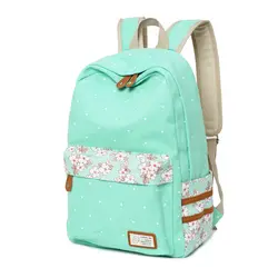 Средняя школа школьный Сумки-холсты точка печати сумка модные цветочные рюкзак Колледж Ветер Рюкзак Унисекс Рюкзак