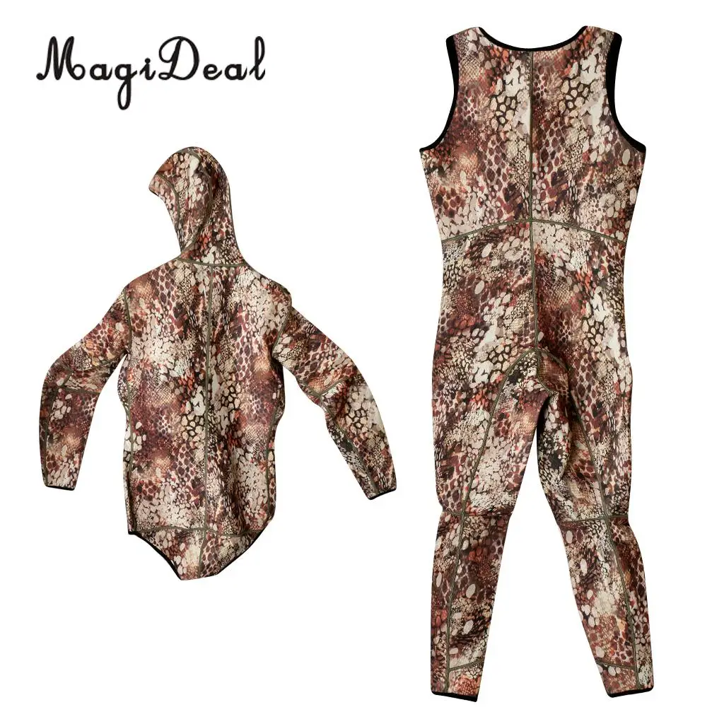 3mm Neoprene Men Two-Piece Warm Wetsuits Full Length Camo Scuba Free Diving Surf Spearfishing Snorkeling Kayaking Suits Swimwear