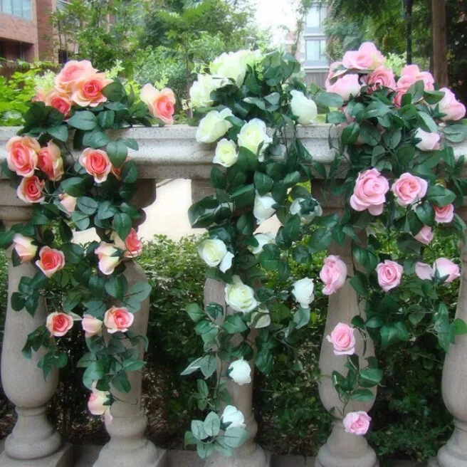90cm Artificial Silk Rose Garland Fake Flower Ivy Vine Leaf Garland Plants 2 Bunches For Home Decor Wedding Arch Flowers