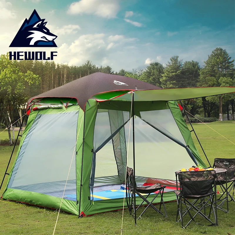 Hewolf 5 8 Person Tents Outdoor Camping Double Layer Silver coated UV